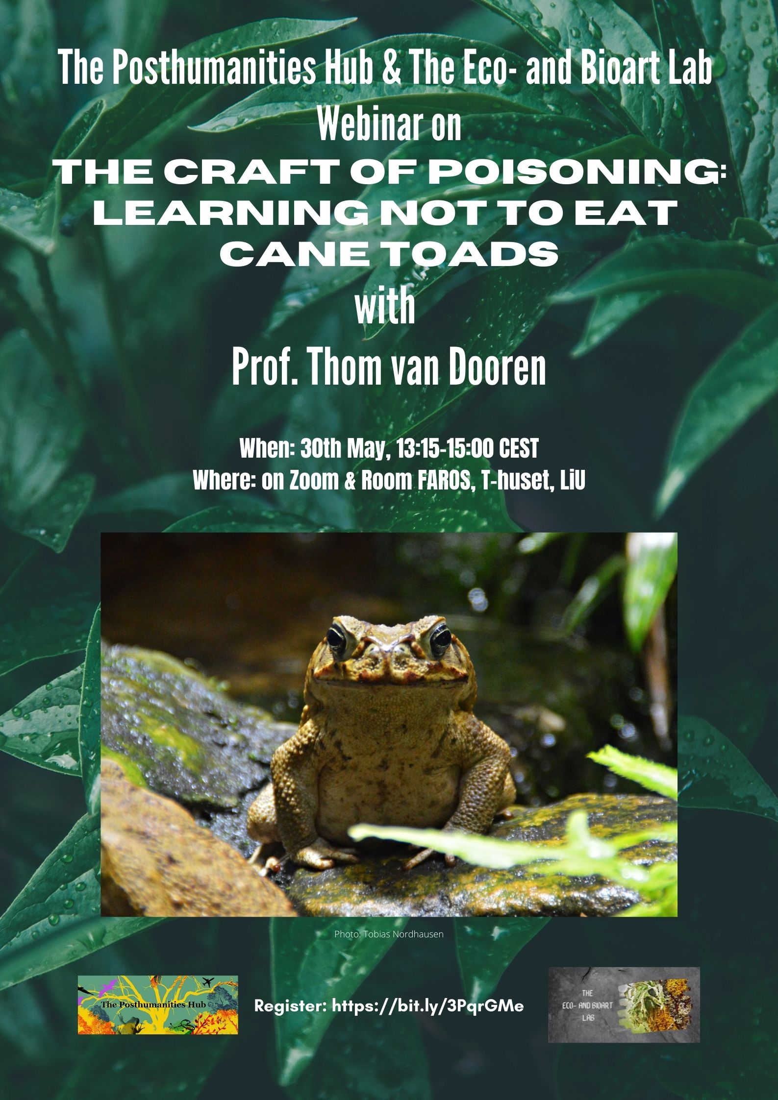 PH & EBL Seminar/Webinar with Prof. Thom van Dooren, 30th May, 13:15-15:00 CEST