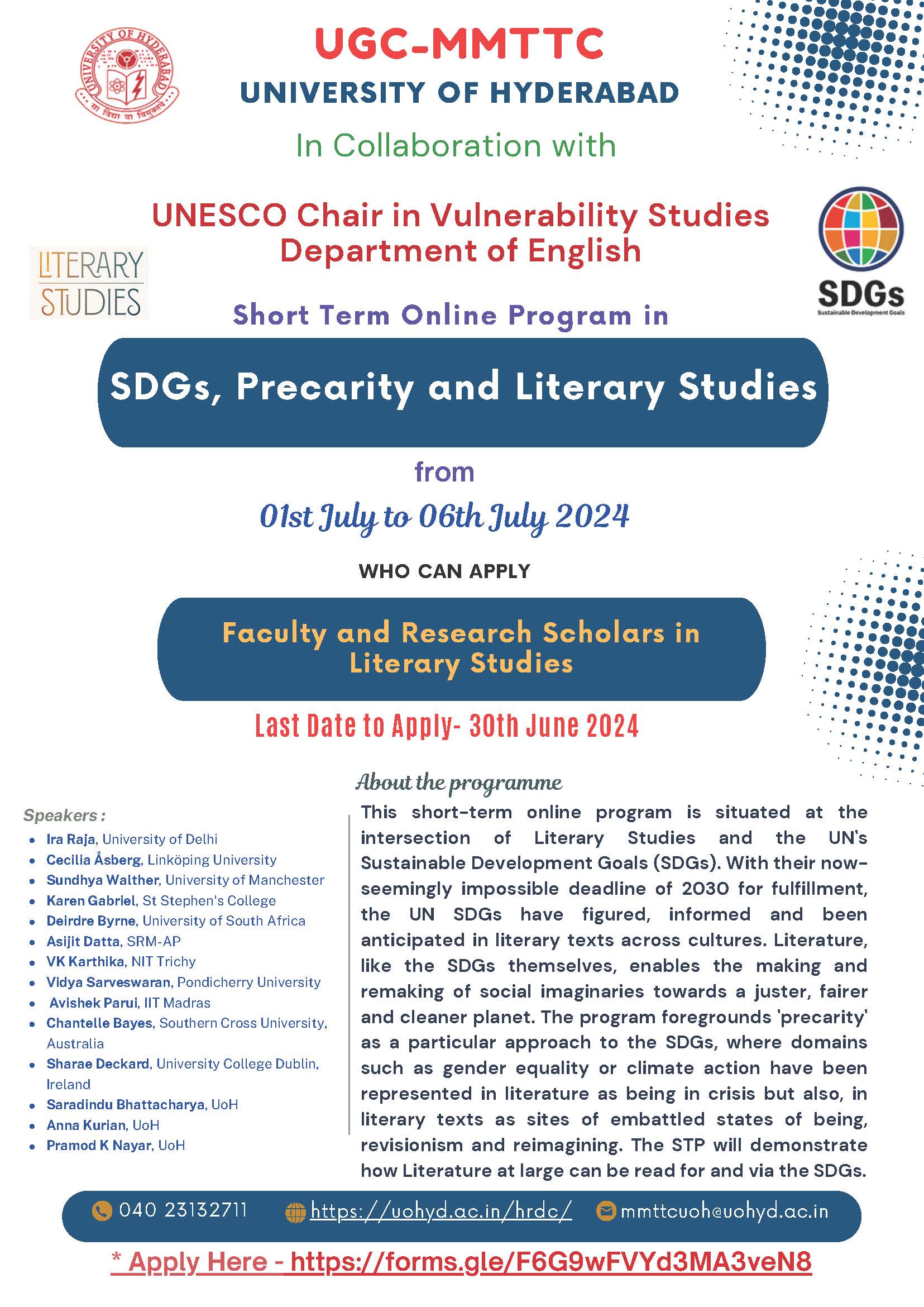 Call for participants! Information on the July event of UNESCO Chair in Vulnerability Studies